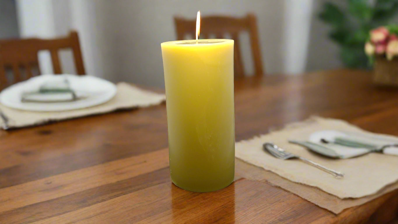 3x6 beeswax pillar candle