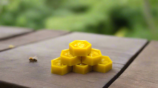 Raw, filtered, golden/yellow, beeswax bar for candle making, natural home crafts and cosmetics.
