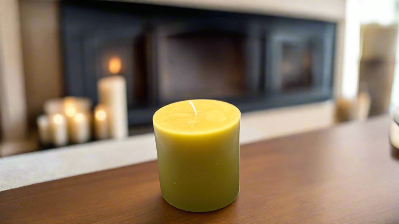 Beeswax Pillar Candle, 100% Pure and Natural, filtered
