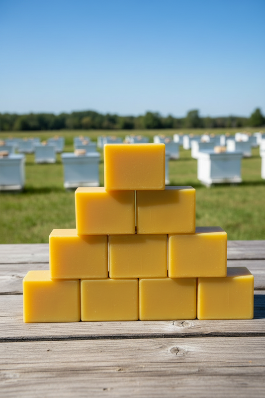 10 lbs. of pure filtered yellow beeswax blocks for bulk crafting and candle making